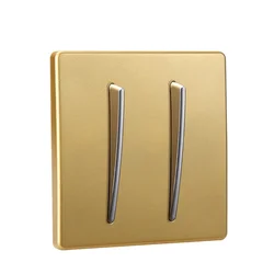 Home Improvement Wall Lamp Switch Panel Personality Fashion Golden 2 Way Dual Control 86 Type Push Button Switch