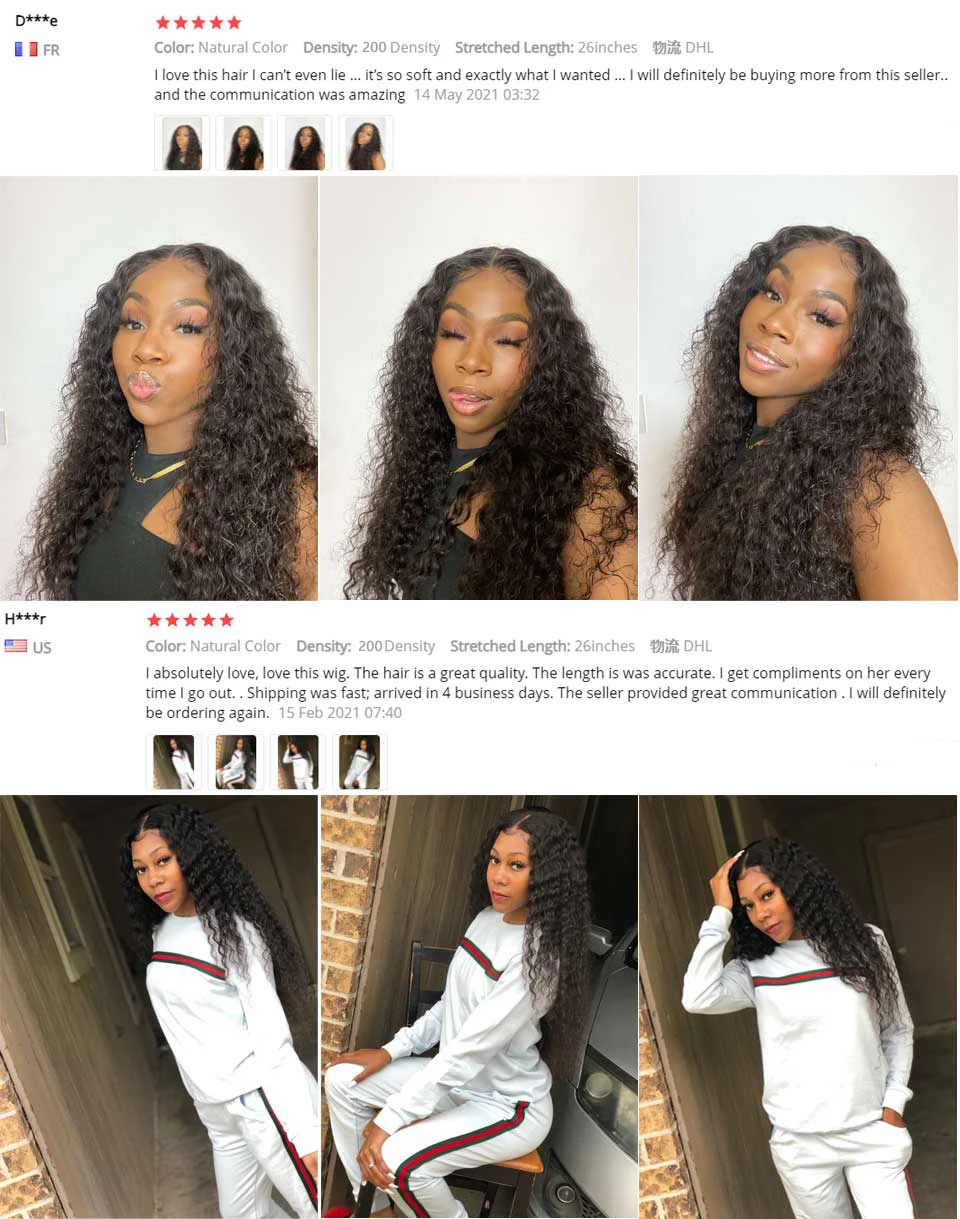 360 HD Full Lace Frontal Wigs Human Hair 200 Density Natural Colored Deep Curly Wave Lace Front Wigs 50 52 Inch Long Remy Hair