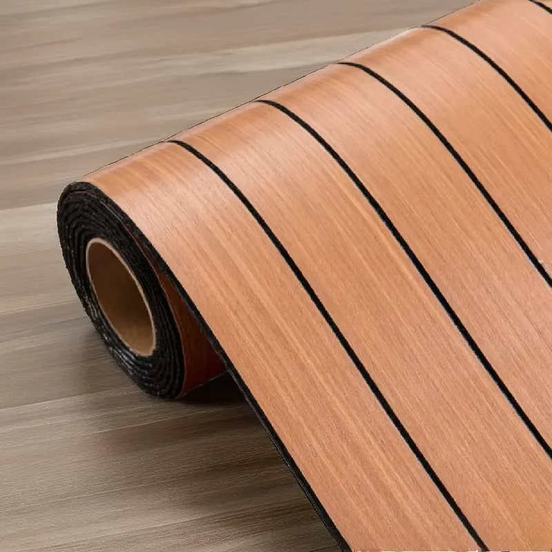 WYC Modern Waterproof Non-Slip UV Resistant PVC Yacht Floor Mat Boat Deck with Wood Grain for Outdoor Use Smooth Technics
