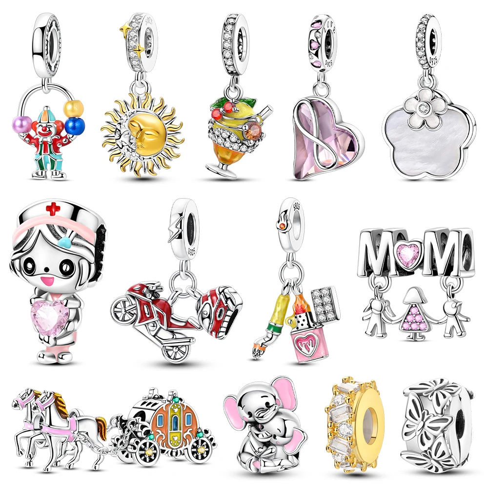 Neueste Charms 925 Silber Elefant Schaukel Katze Perlen Charme Fit Original Armreif DIY Anhänger Mode Schmuck Geschenk Für Frauen