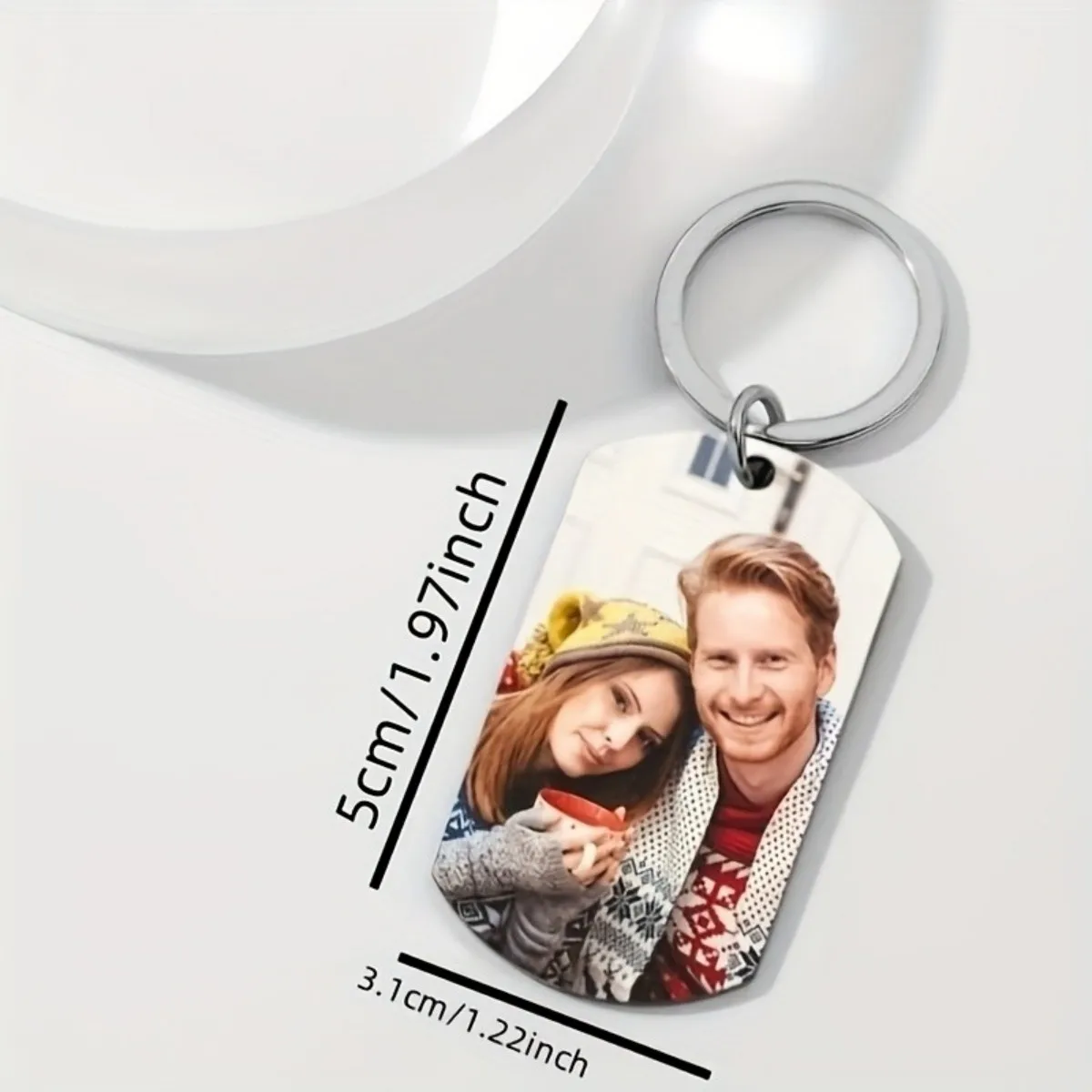 2D double-sided custom photo keychain pendant, sweet keepsake gift for lovers and holiday decorations