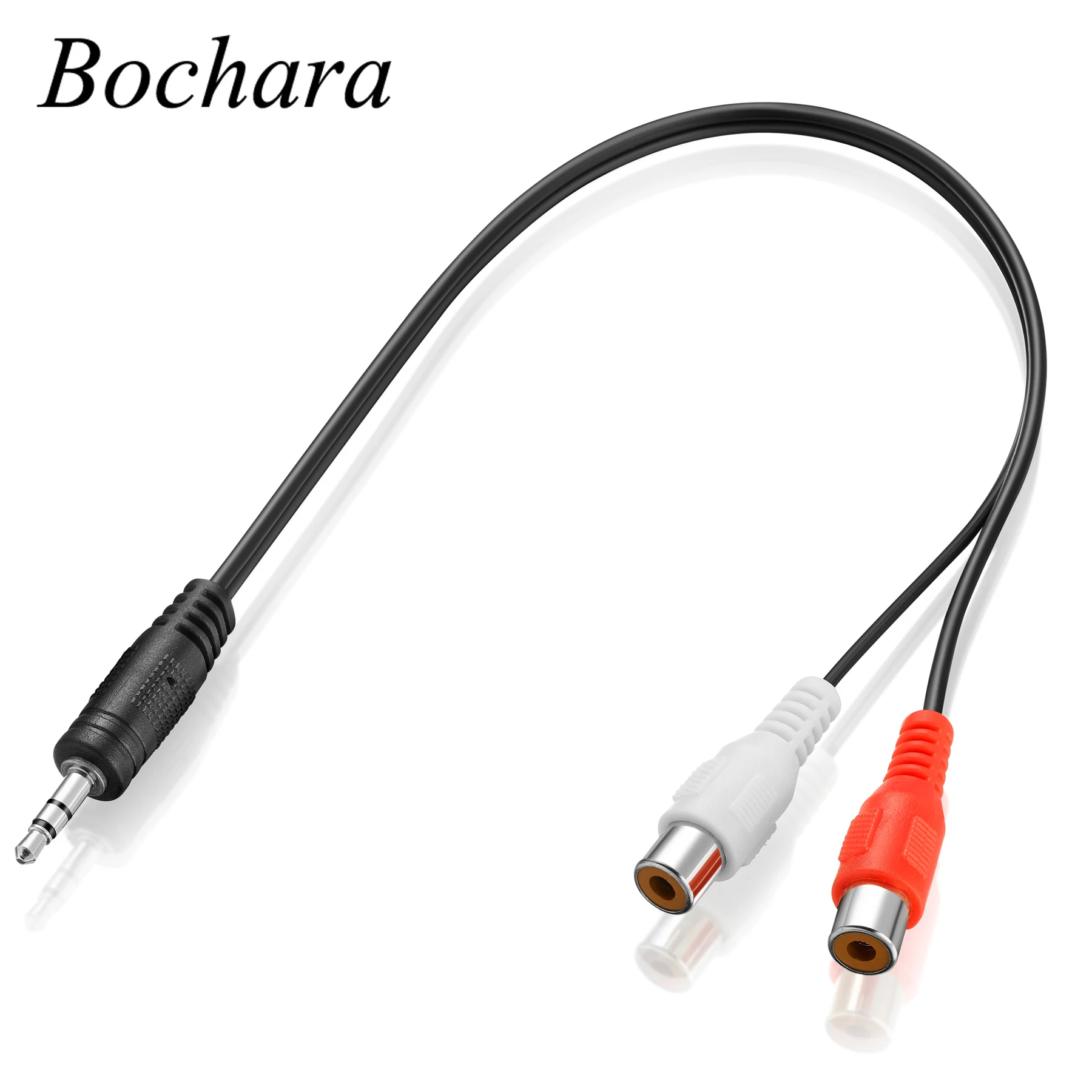 Bochara 30cm 3.5mm Stereo Aux Male to 2 RCA Female Audio Splitter Cable No Shielded