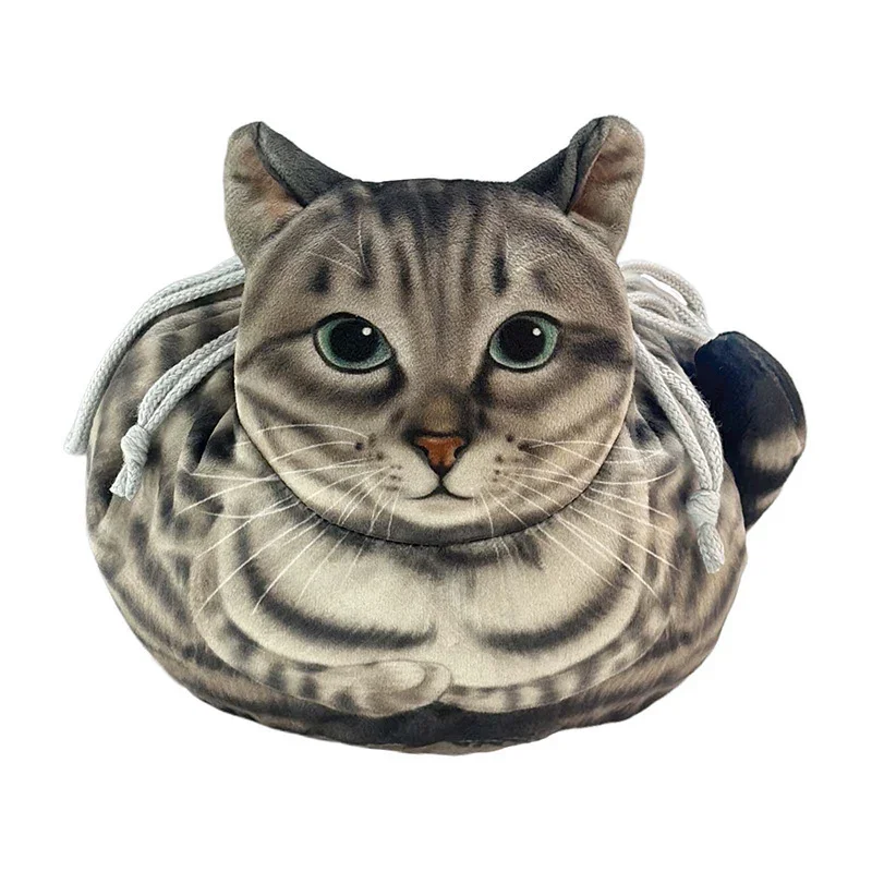 Kosmetik-Aufbewahrungstasche in Katzenform, niedliche Make-up-/Hautpflege-Organizer-Tasche in Reisegröße mit Kordelzugverschluss, Geschenktasche für Katzenliebhaber – Detail 5