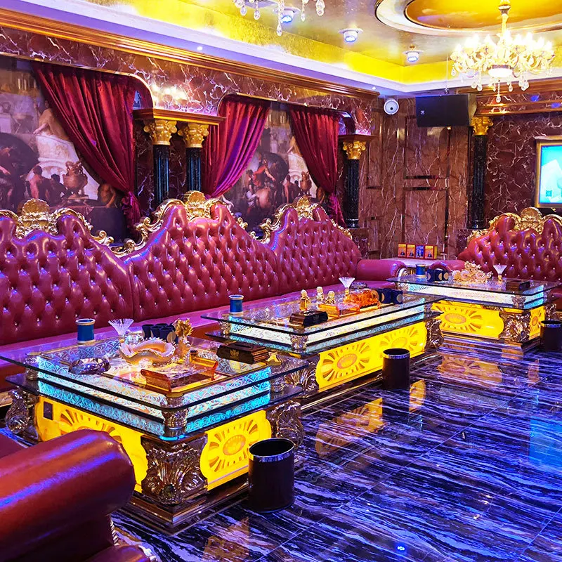 Custom, luxury classic Strip Club nightclub furniture lounge wooden corner disco club sofa set leather KTV royal furniture sofa