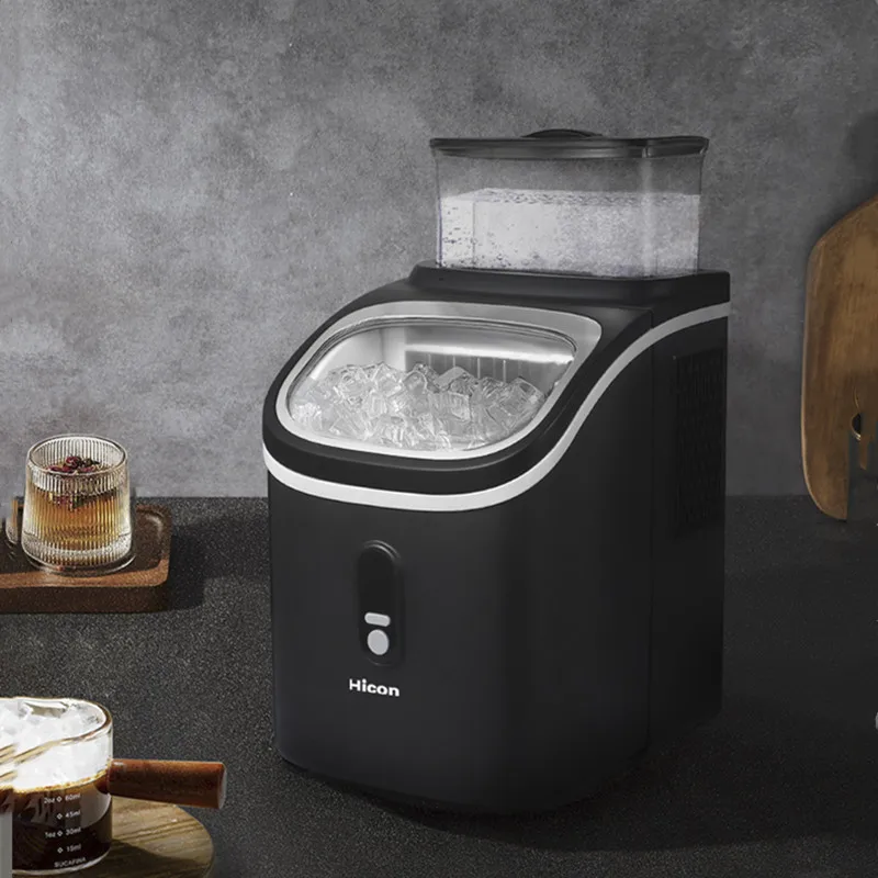 Ice Maker Coffee Shop Household Low Power 30kg Small Stall Commercial Cube Maker Hot Pot Shop Black On The Table New Bar