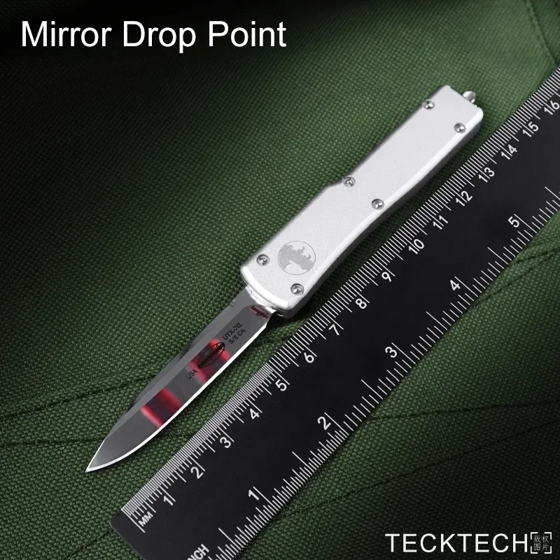 

Mirror Drop Point Blade Single Edge Silver UTX-70 UTX70 Knives UT UTX 70 Micro Ultra Tech Tactical Pocket Knife CNC T6 Best