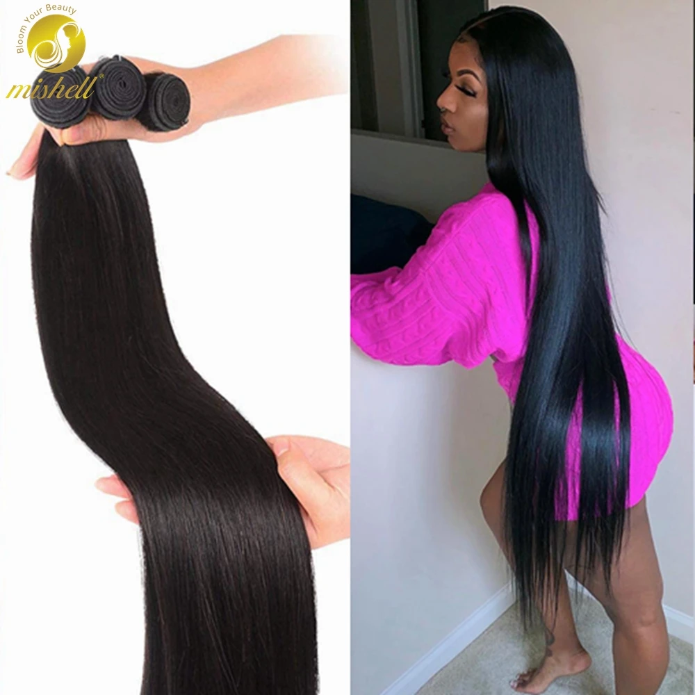 

Straight Bundles 30 40 Inch Human Hair Bundles 100% Human Hair Brazilian Remy Natural Color Hair Extensions for Black Women