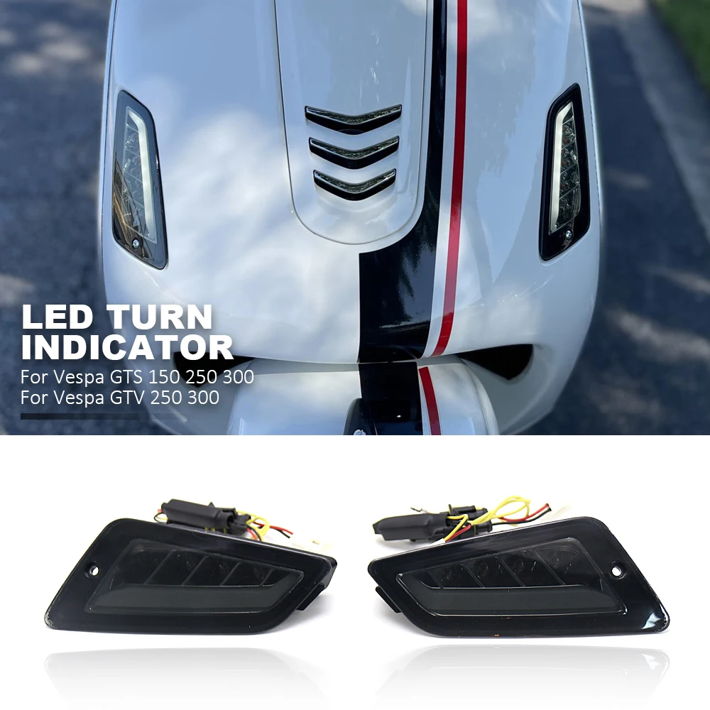 For Vespa GTS300 GTS250 Lamp Motorcycle Accessories LED Turn Signal Indicators Light Front & Amp Rear Blinker GTV250 GTV300