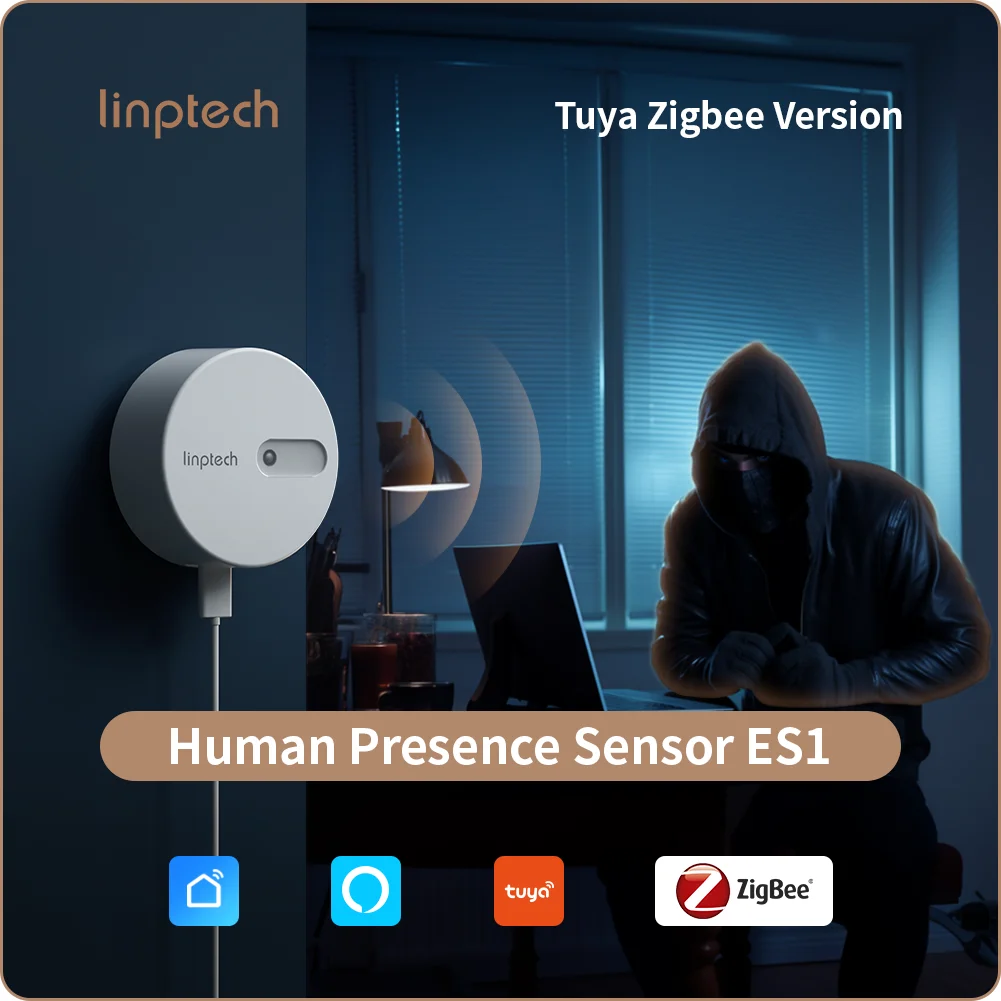 Linptech Tuya ZigBee ES1ZZ Sensore di presenza umana comunicazione Radar a onde millimetriche Induzione ZigBee Riconoscimento statico