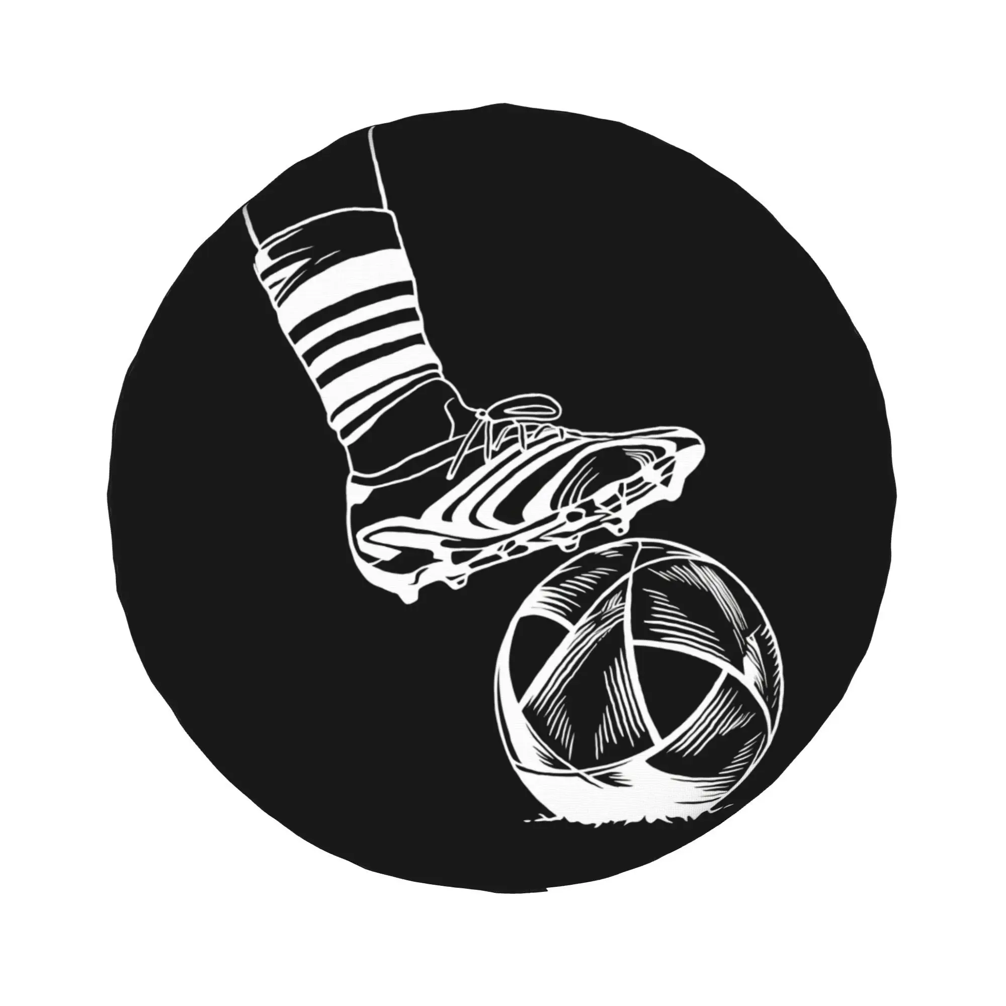1pc Football Action 2D Printed Pattern Car Spare Tire Cover, Creative Style, Easy To Install And Clean, Suitable For Jeeps, Tra