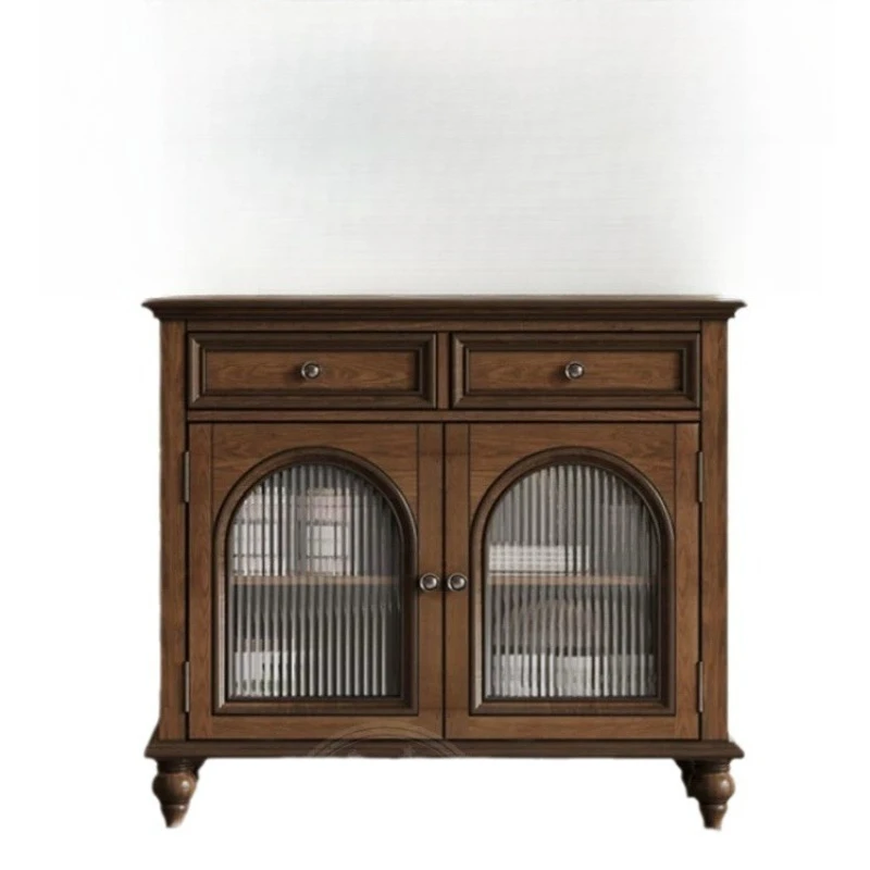 

Rural solid wood retro dining side cabinet small apartment kitchen locker arch