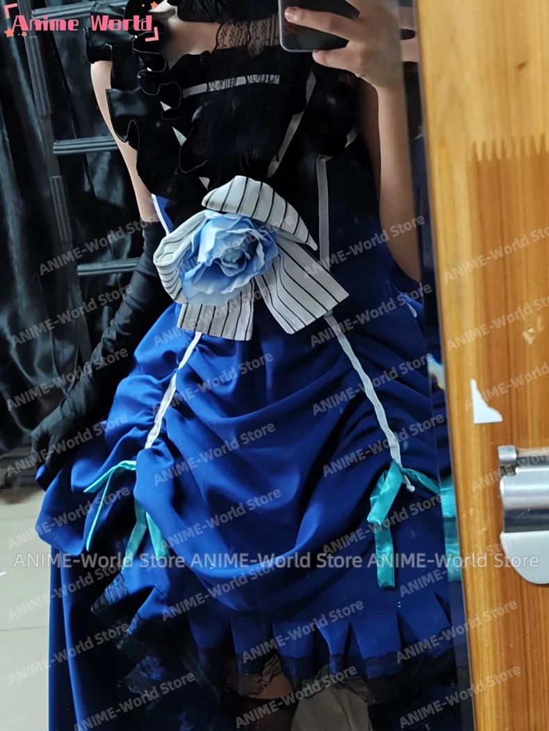 《Custom Size》Anime Cos Ciel Cosplay Costume Blue Robin Delicate Lolita Style Women Party Dress Suit Halloween Costume Wig