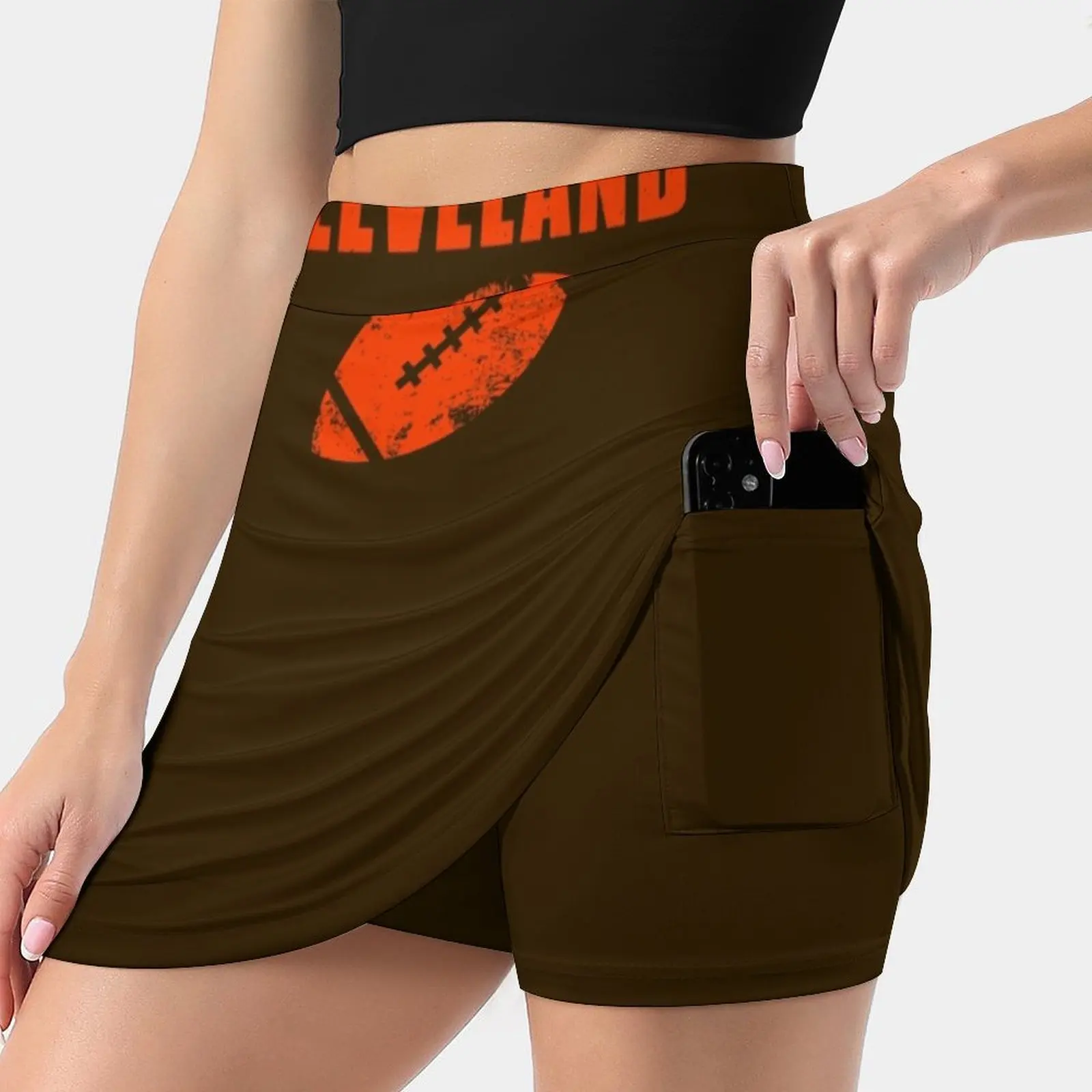 Football Summer Women'Sshorts Skirt 2 In 1 Fitness Yoga Skirt Tennis Skirts Football Football Mayfield Brown Orange Bake Make