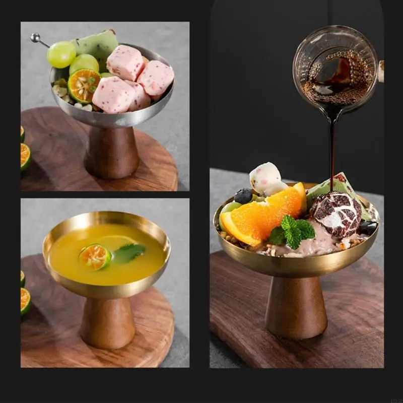 

High Footed Stainless Steel Ice Cream Holder With Base Elegant Dessert Dish For Kitchen Or Cafes B03E