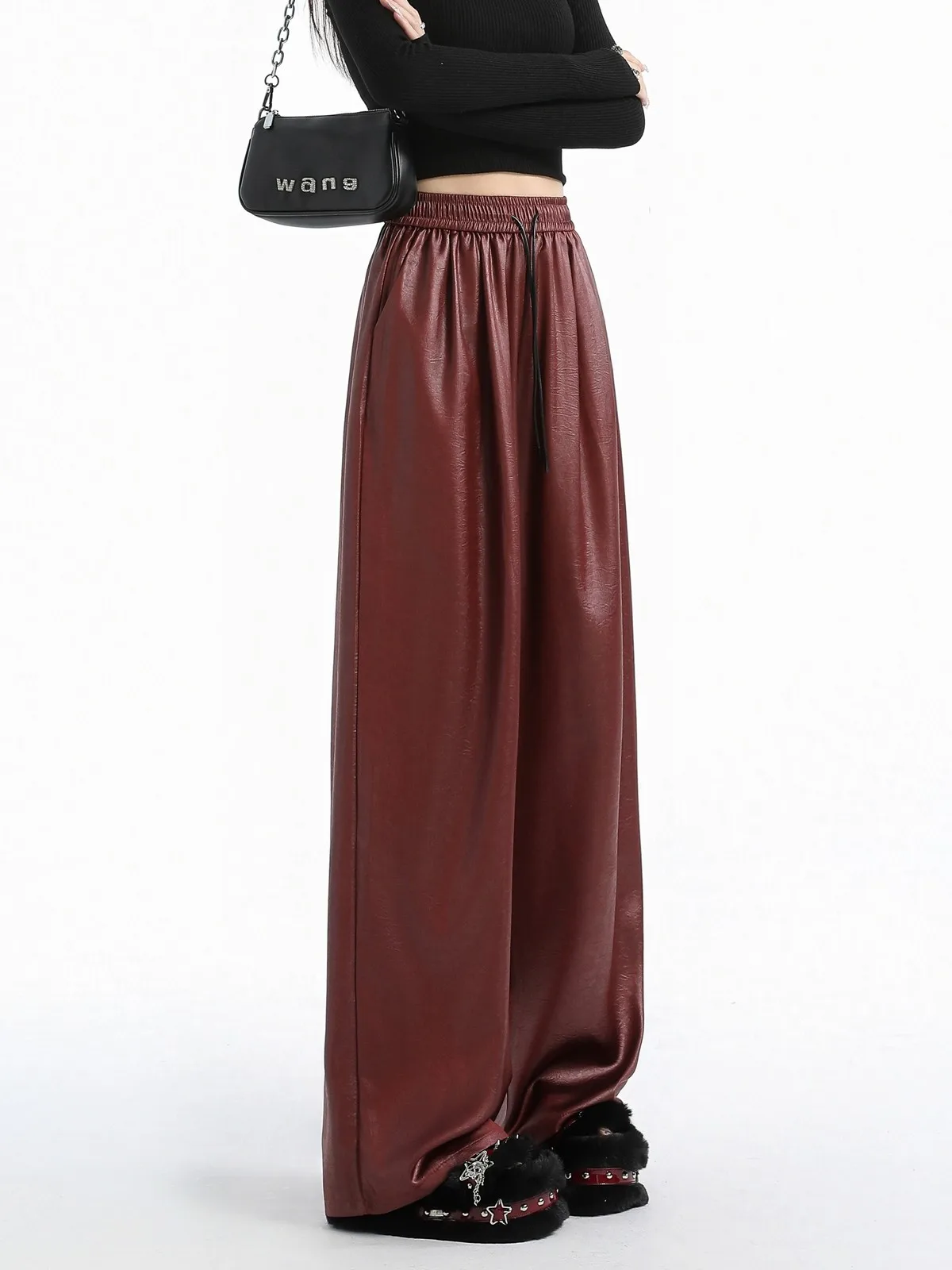 ZHISILAO Wide Leg Straight Pants Women Vintage Solid Full Length Trousers Autumn 2024