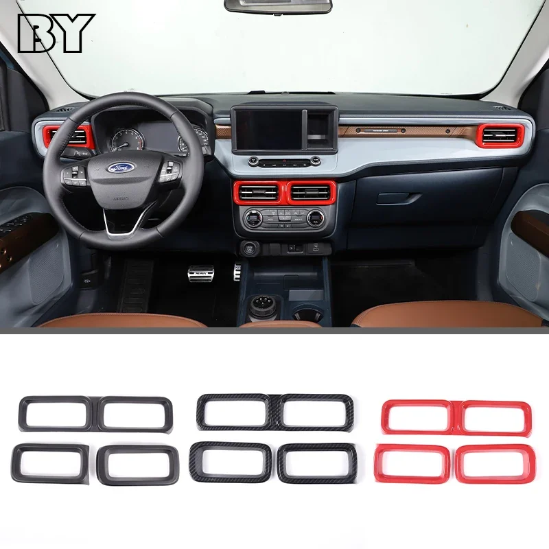 

For Ford Maverick 2022 Car ABS Matte Black Car Interior Center Console Air Condition Air Vent Outlet Frame Cover Decor Trim