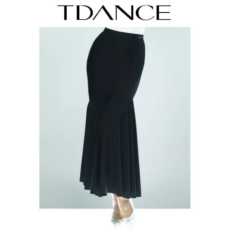 Customized TDANCE Women's Modern [Low Butt Basic Big Swing Half Skirt] Versatile Fish Tail Simple Performance Class JM-157