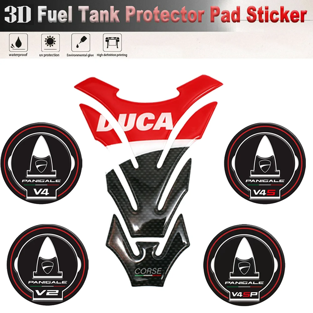 

For Ducati Panigale V2 V4 V4S Tank Pad Stickers Motorcycle Accessories Protector Gas Cap Covers Parts Carbon 3D Decals V4SP 2022