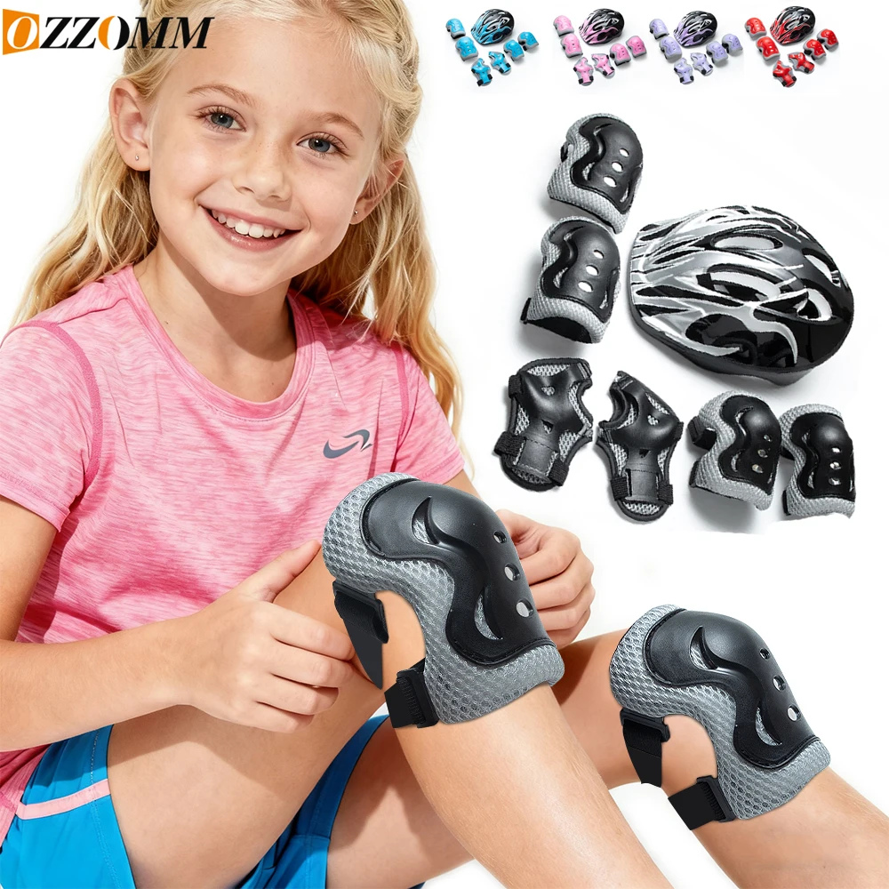 

Комплект детского защитного снаряжения: регулируемый шлем + наколенники + наручники для спорта. Полная защита для скейтборда, езды на велосипеде, скутера.