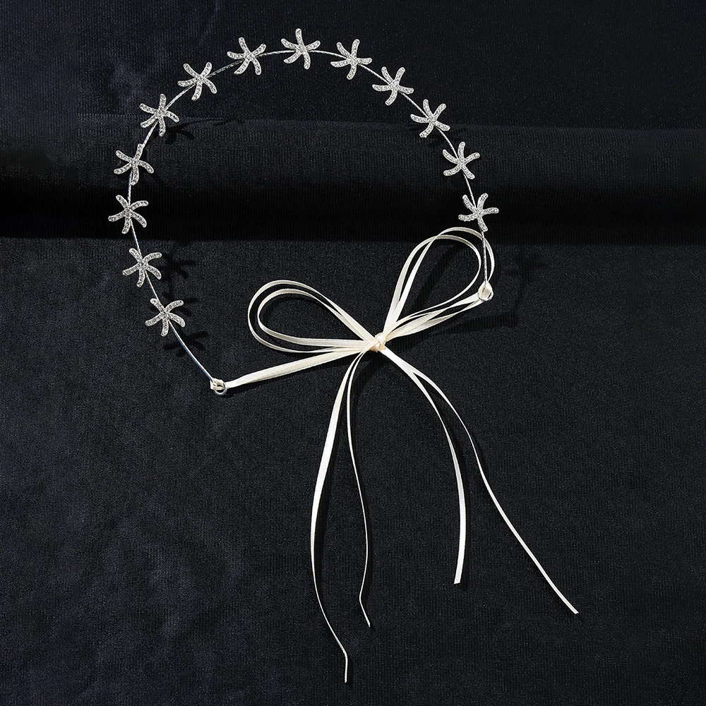 Fasce per capelli diademi accessori da sposa per donna fasce per capelli con strass a forma di stella marina fata sposa principessa copricapo