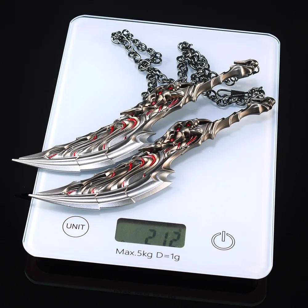 ใบมีดอาวุธ valorant 22ซม. พรีมอร์เดียพวงกุญแจโลหะโลหะตัวแทนระยะประชิดอาวุธคู่ของเครื่องประดับโมเดลงานฝีมือของเล่นของขวัญ