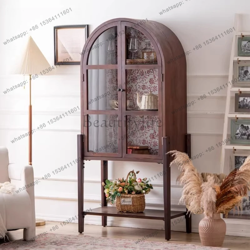 

2025 French retro glass wine cabinet entrance foyer