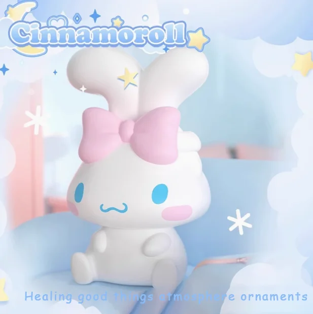 Genuine Sanrio Cinnamoroll Silicone Exquisite Nightlight Lovely Bedside Lamp Girl Yan Value Ornaments Gift