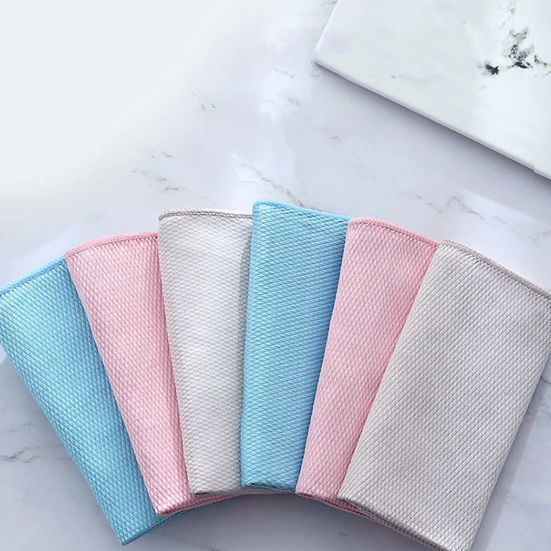 No Trace Glass Cleaning Towel Microfiber Cleaning Cloth Fish Scale Texture Rag For Kitchen Household Cleaning Tool