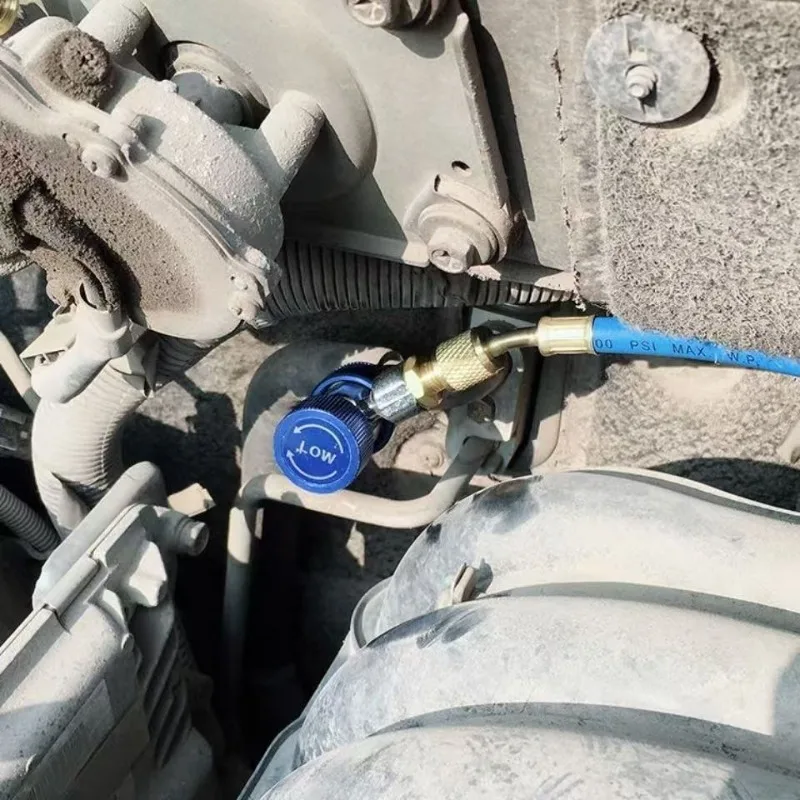

Automotive Air Conditioner Refrigerant Filling Quick Connector 90 Degrees Adjustable High and Low Pressure Fluoride Tool