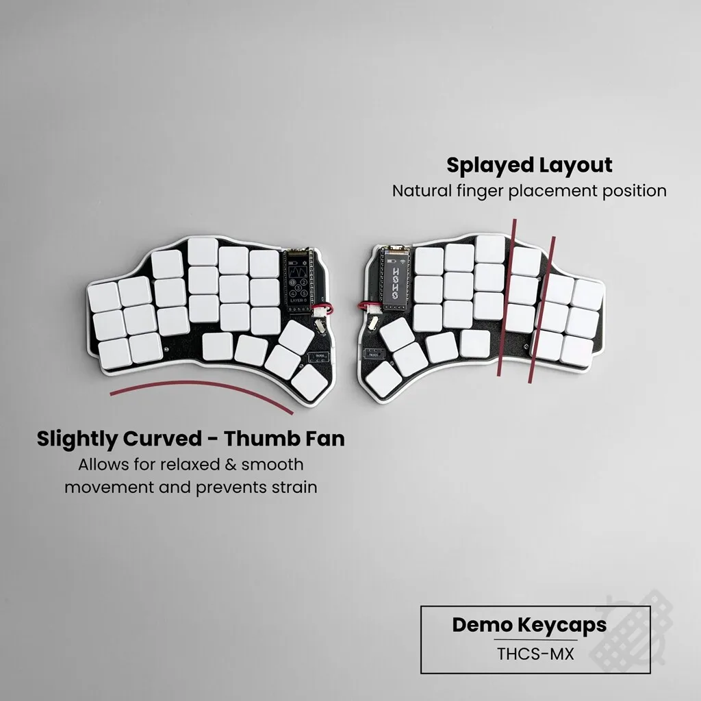 Low Profile Wireless Bluetooth Screen Split Keyboard Customized 46 Keys Kailh Separate Keyboard VibeCoding Key Remappable ZMK