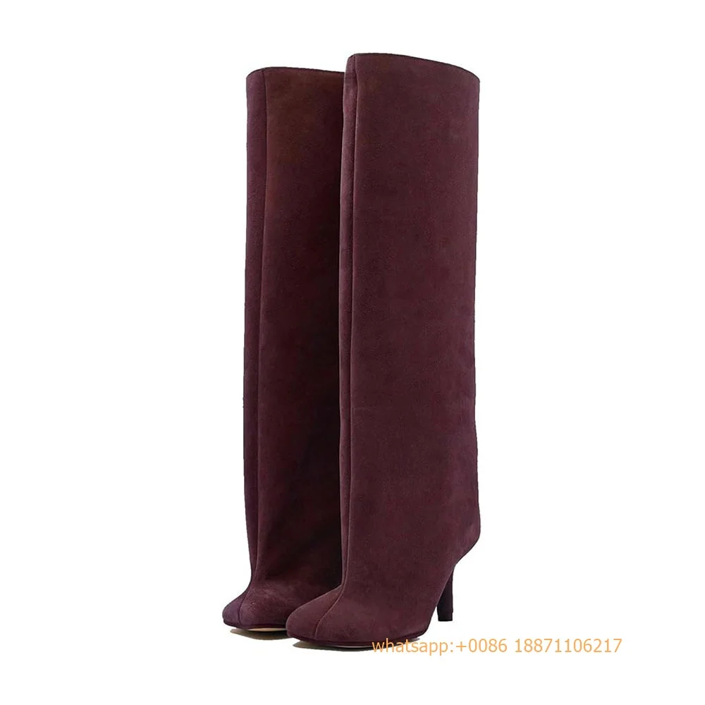 

New Catwalk Sexy Ladies Long Boots 2024 Winter Street Square Toe Stiletto Knee-High Boot Solid Color Fashion Model Fashion Boot