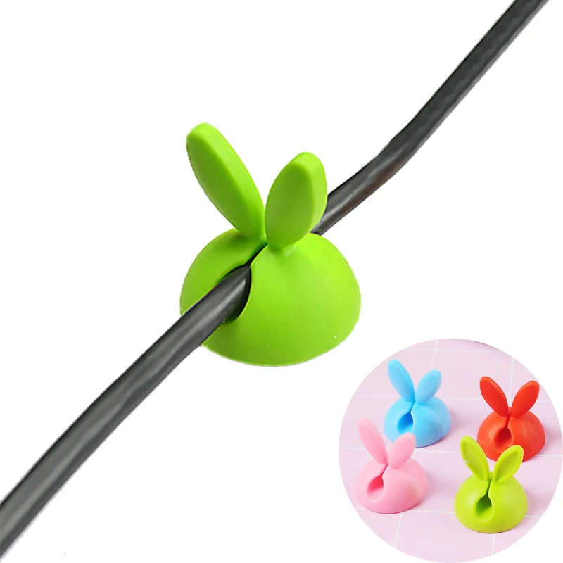 4PCS Universal Car Dashboard Cute Bunny Ear Cable Fixer Charger Cable Manager Clasp Clip Wire Winder Holder Auto Accessories