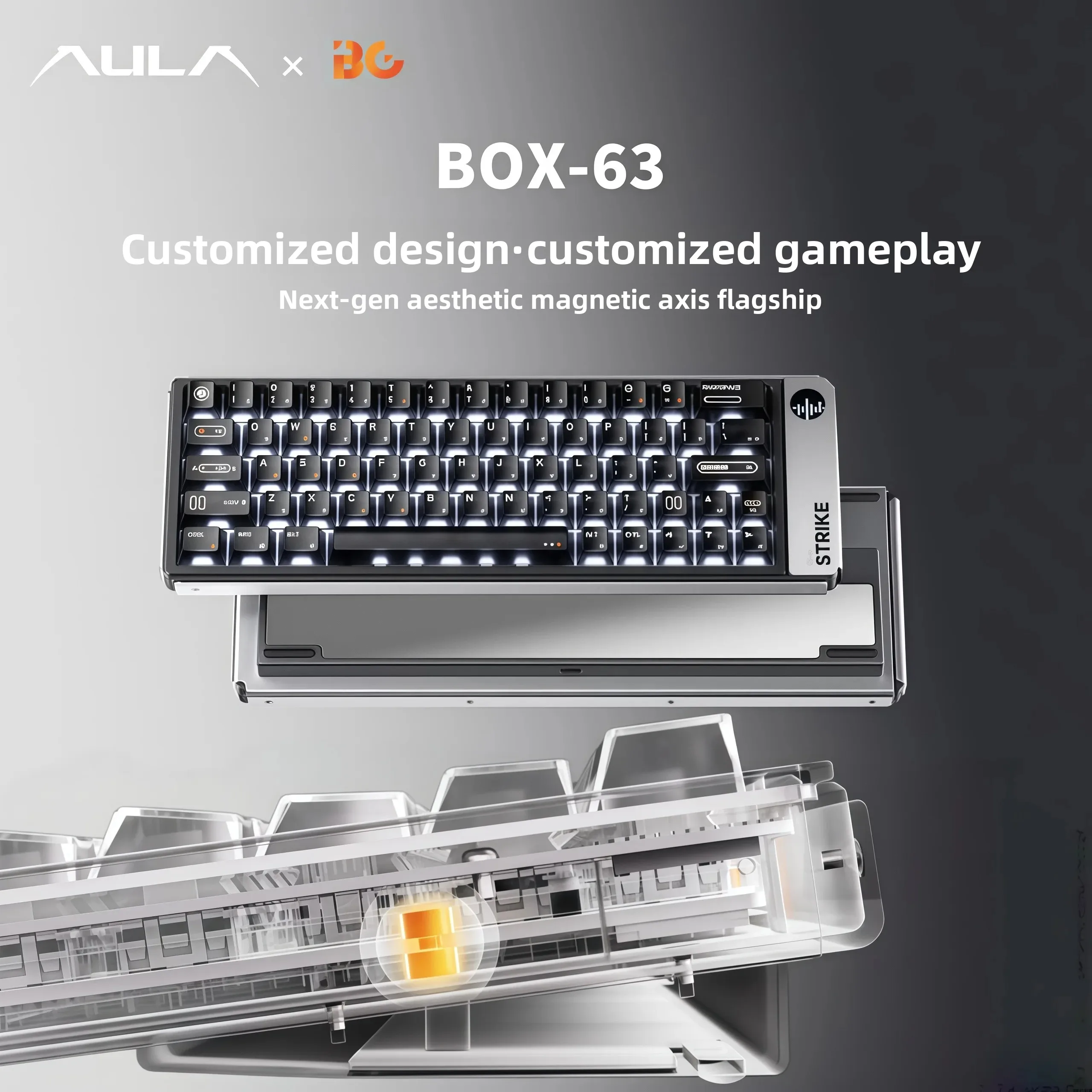 AULA BOX63 With BG Keyboards New Generation Aesthetic Design Flagship Magnetic Axis E-sports Game Customized Mechanical Keyboard