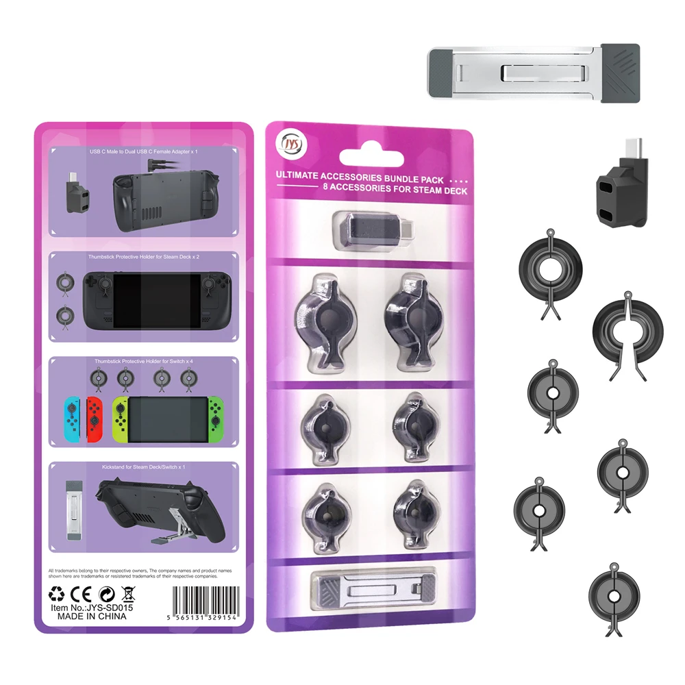 Rocker Protection Cap, Back Bracket and Type-c Adapter for Steam Deck for Switch NS Oled/lite Controller