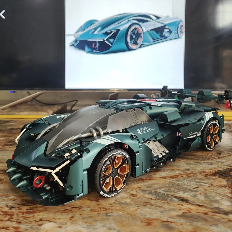 2023 New 1:8 Technical MOC City Sports Car Terzo Millennio Building Blocks Model Bricks Toys for Boys Christmas Gift Set