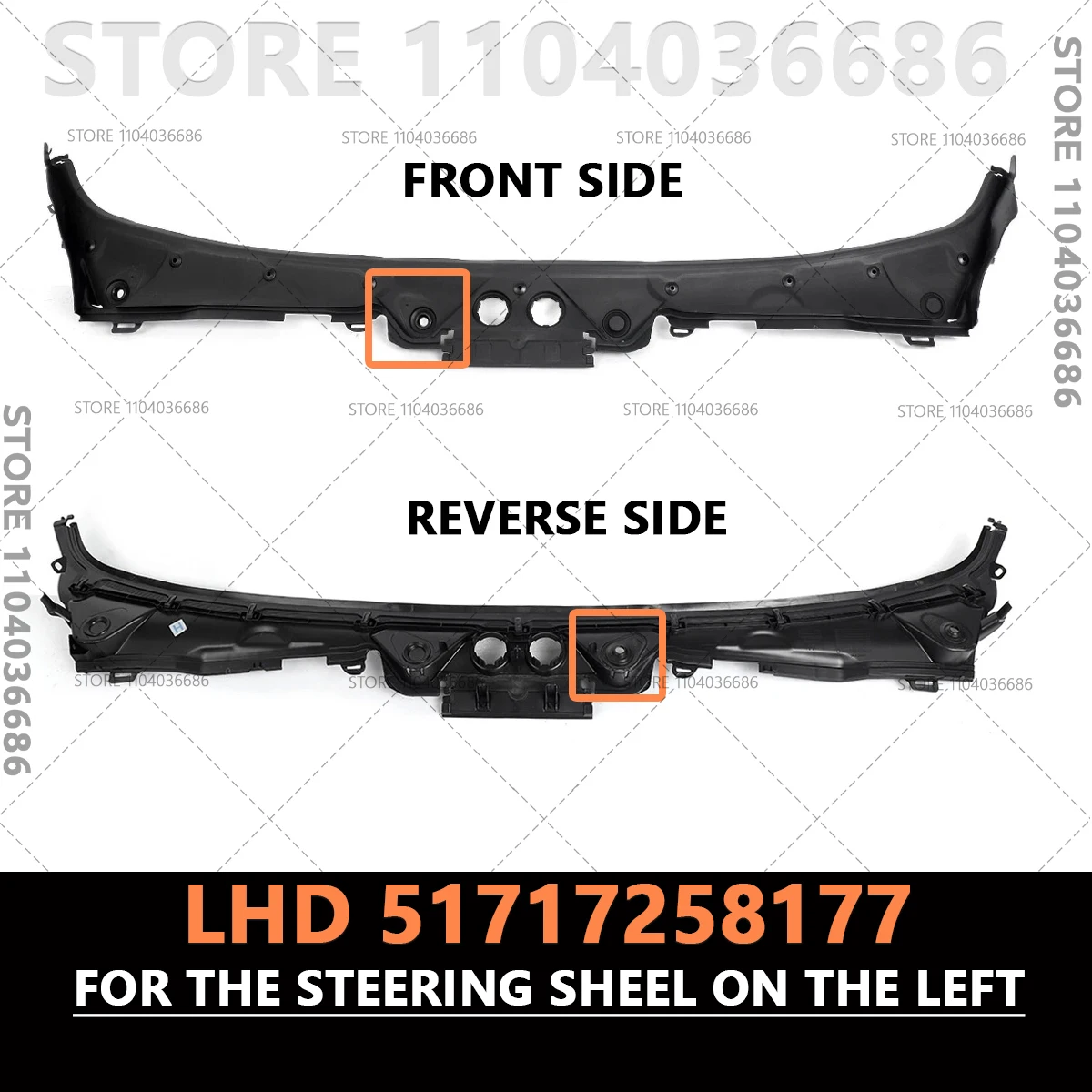 Für 2012-2019 F30 F31 BMW 320i 328i 330i 335i 340i 328d 330e M3 M4 Scheibenwischer Gugel Abdeckung LHD 51717258177 RHD 51717258178 – Detail 9