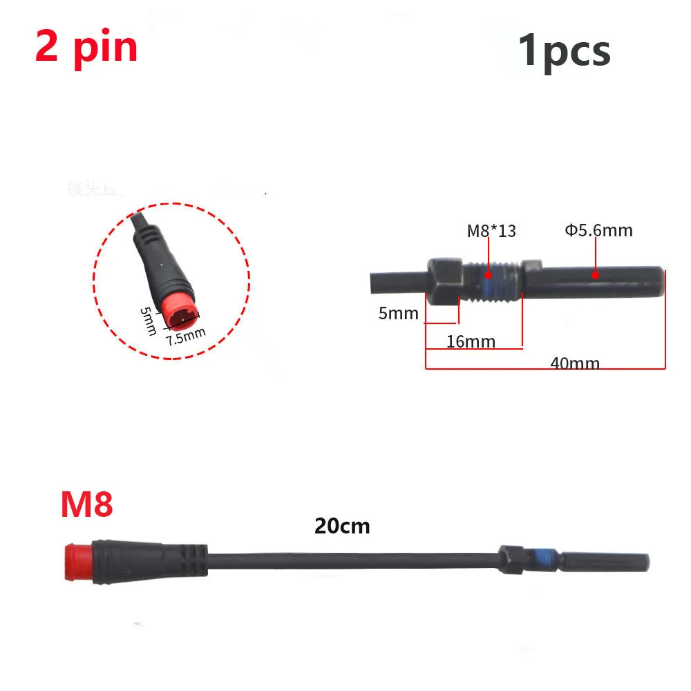 Fahrrad- und E-Bike-Stromabschaltkabel, 2-3-poliger Sensorstecker, E-Bike-Stecker M8 2-Pin Stecker auf M8 M6 SM2A SM2Y Adapter – Detail 2
