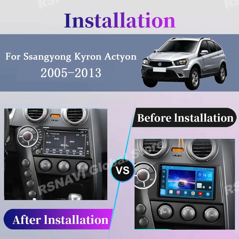 Car Radio Android 14 For Ssangyong Kyron Actyon 2005 - 2013 LHD GPS Carplay Multimedia Player Navigation Stereo Auto DSP BT 2din