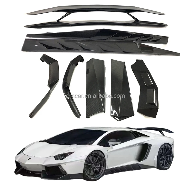 Car Parts For Lp700 N Style Carbon Fiber Front Lip Rear Spoiler Engine Air Vent Side Skirts For Lambor Aventador LP700 Body Kit