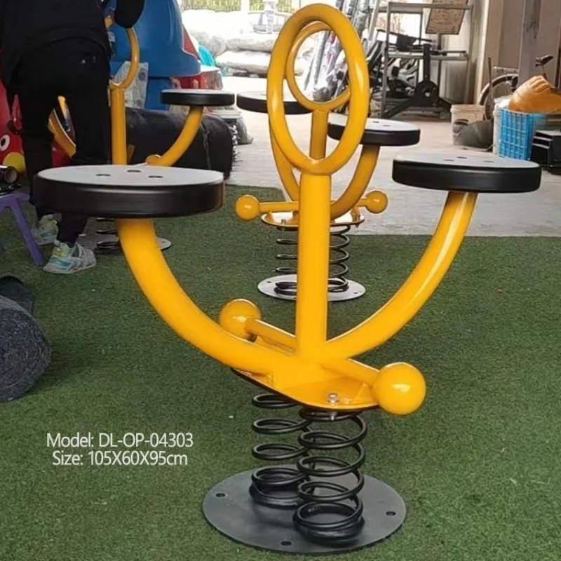 Outdoor double coil spring rider seesaw playground equipment