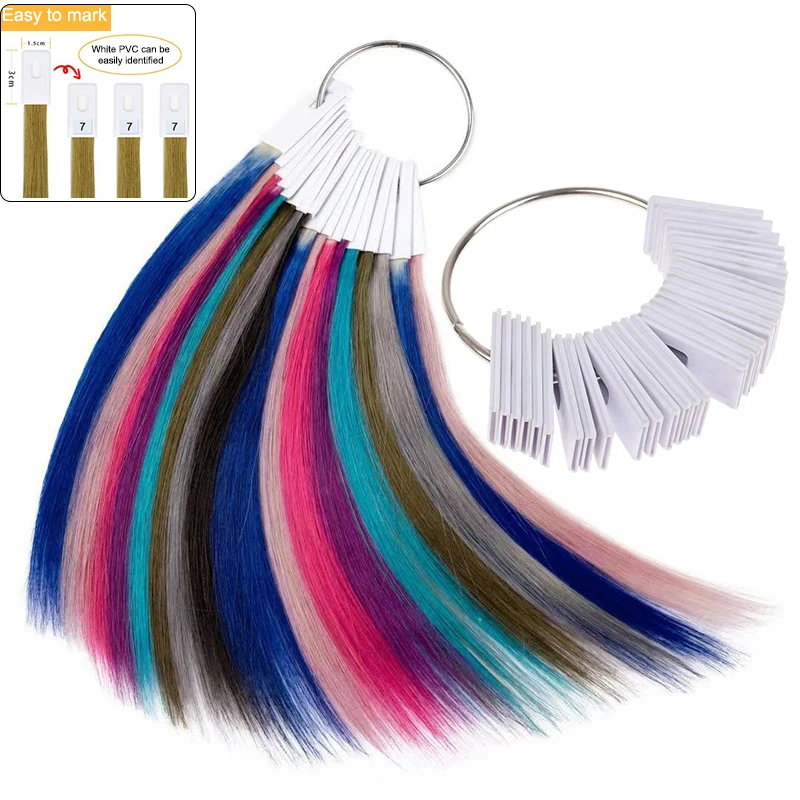 ●30Pcs/set Hairdresser Dyeing Practice Swatches White Hair Color Rings Card Hair Charts For Hair Dye Salon Hairdressing