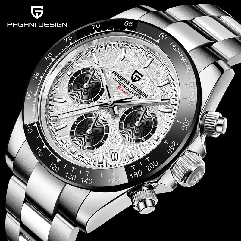 PAGANI DESIGN 2026 New PD-1644 Meteorite Dial Fashion Men Quartz Wristwatches 100M Sapphire Glass Chronograph relogio masculino