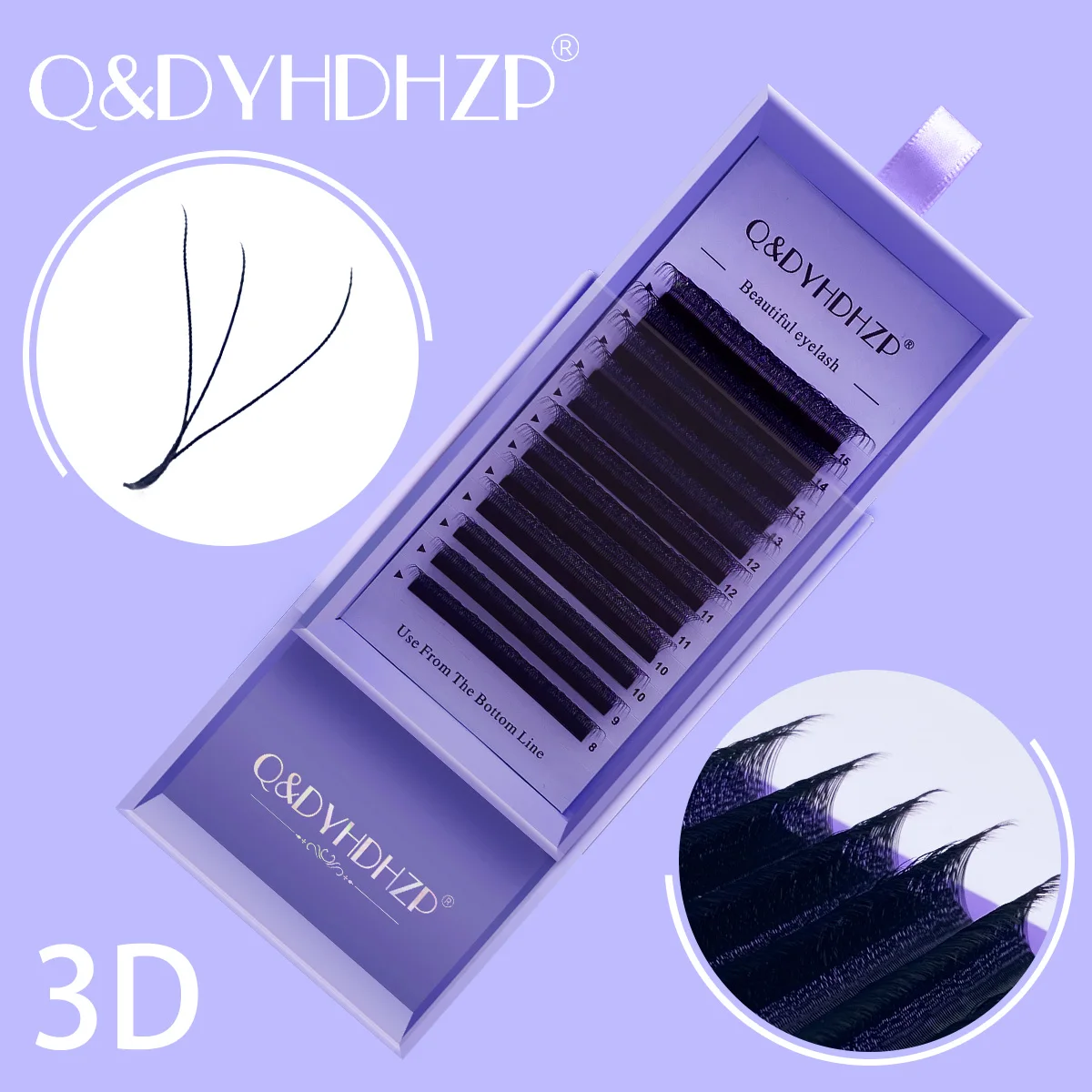 Q&DYHDHZP 3D Auto-Flowering Pre-Made Eyelash Extensions, Single Lash, Mink Effect False Lashes
