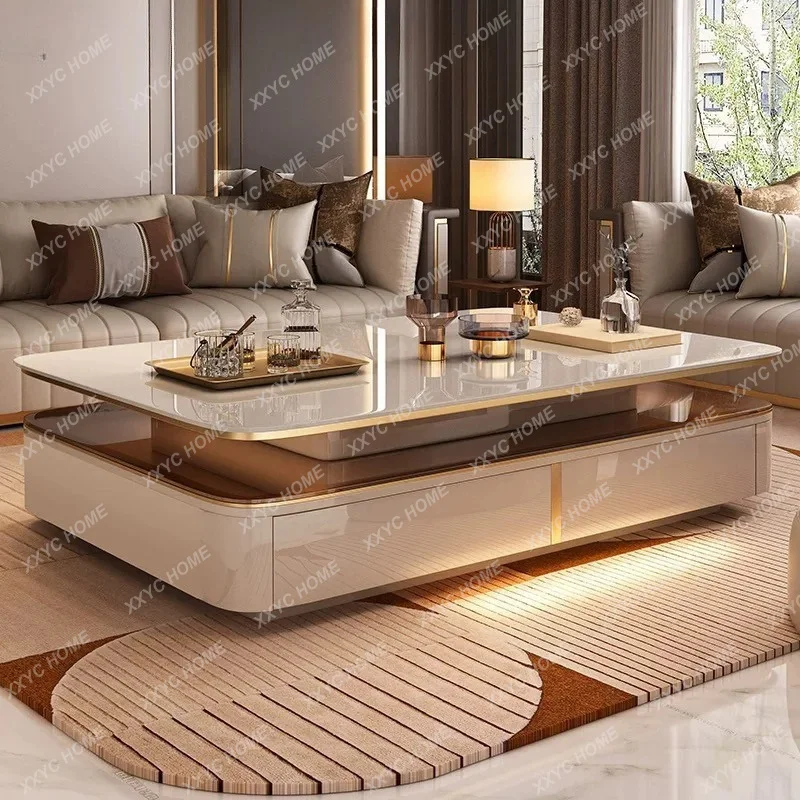 

L Light luxury coffee table living room household simple small apartment modern high-end glass tea table