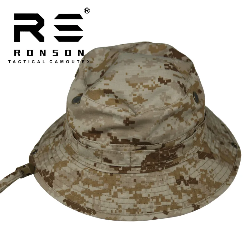 Outdoor Round edge Penney Hat Breathable Fishing Cap Large brim Sun Protection Rhodesian Camo Derban terrain Snow camouflag