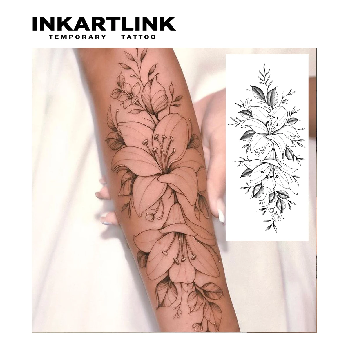 flowers Temporary Tattoo,Lasts To 15 Days New Technology Magic Waterproof Semi Permanent Sticker.