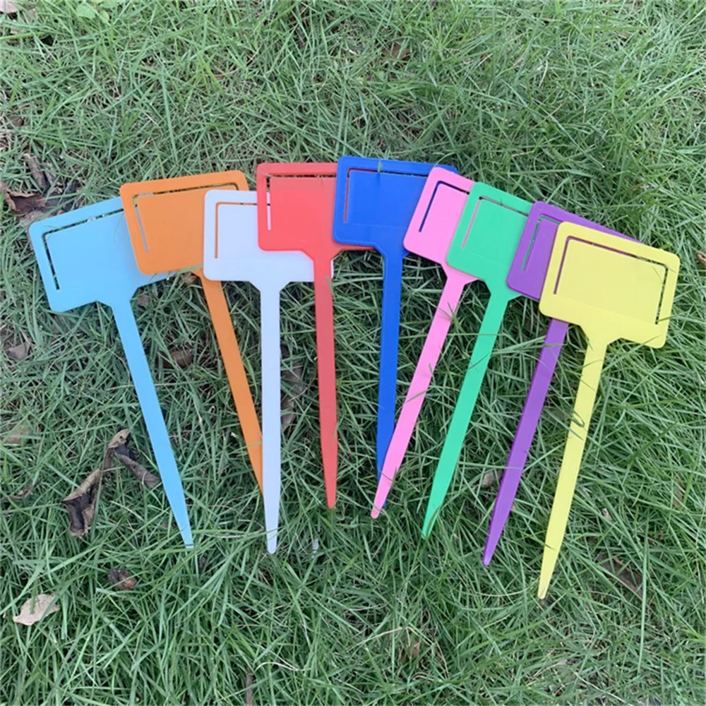 10pcs Plastic Plant Labels Reusable Gardening Plant Markers Tools T-type Sign Tags Markers Record Plate Flower Potted Stakes