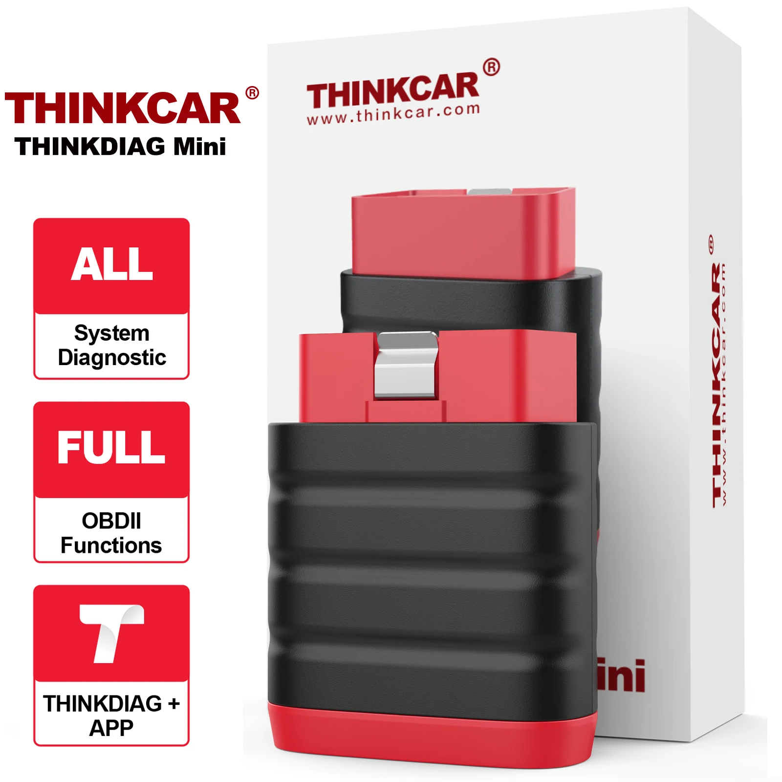 THINKCAR THINKDIAG Mini OBD2 Scanner Bluetooth, All-System Diagnosis Car Diagnostic Scan Tool Read/Clear fault code