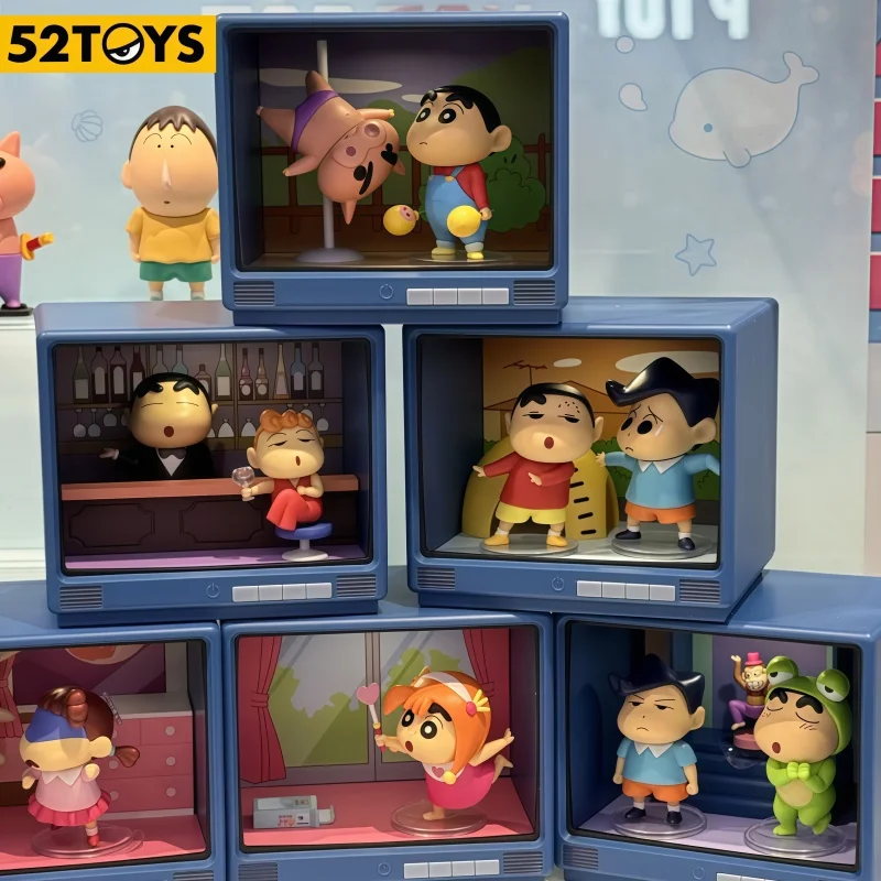 

New 52TOYS Crayon Shinchan Retro TV Series Blind Box Cute Anime Peripherals Figure Doll Desktop Ornament Trendy Mystery Toy Gift