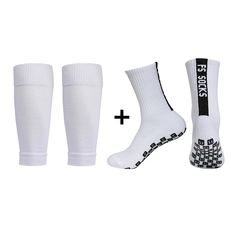

2 Pairs Set Football Socks Men Women Knee Pads Calf Sleeves Outdoor Sports Socks Protective Equipment Non-slip Soccer Socks